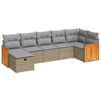Thumbnail for 7-tlg. Garten-Sofagarnitur mit Kissen Beige Poly Rattan