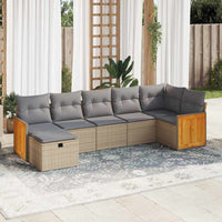 Thumbnail for 7-tlg. Garten-Sofagarnitur mit Kissen Beige Poly Rattan