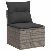 Thumbnail for 7-tlg. Garten-Sofagarnitur mit Kissen Grau Poly Rattan