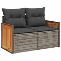 Thumbnail for 7-tlg. Garten-Sofagarnitur mit Kissen Grau Poly Rattan