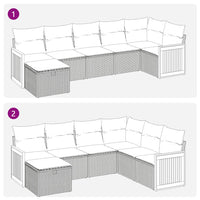 Thumbnail for 7-tlg. Garten-Sofagarnitur mit Kissen Grau Poly Rattan