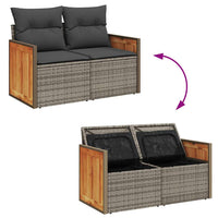 Thumbnail for 7-tlg. Garten-Sofagarnitur mit Kissen Grau Poly Rattan