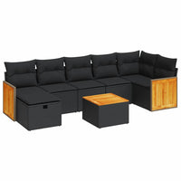 Thumbnail for 8-tlg. Garten-Sofagarnitur mit Kissen Schwarz Poly Rattan