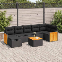 Thumbnail for 8-tlg. Garten-Sofagarnitur mit Kissen Schwarz Poly Rattan