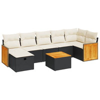 Thumbnail for 8-tlg. Garten-Sofagarnitur mit Kissen Schwarz Poly Rattan