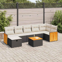 Thumbnail for 8-tlg. Garten-Sofagarnitur mit Kissen Schwarz Poly Rattan