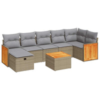 Thumbnail for 8-tlg. Garten-Sofagarnitur mit Kissen Beige Poly Rattan
