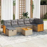 Thumbnail for 8-tlg. Garten-Sofagarnitur mit Kissen Beige Poly Rattan