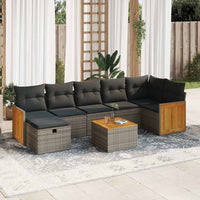 Thumbnail for 8-tlg. Garten-Sofagarnitur mit Kissen Grau Poly Rattan