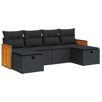 Thumbnail for 6-tlg. Garten-Sofagarnitur mit Kissen Schwarz Poly Rattan