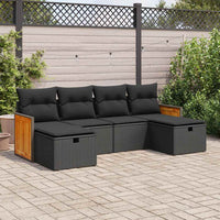 Thumbnail for 6-tlg. Garten-Sofagarnitur mit Kissen Schwarz Poly Rattan