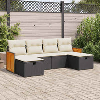 Thumbnail for 6-tlg. Garten-Sofagarnitur mit Kissen Schwarz Poly Rattan