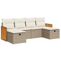 Thumbnail for 6-tlg. Garten-Sofagarnitur mit Kissen Beige Poly Rattan