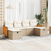 Thumbnail for 6-tlg. Garten-Sofagarnitur mit Kissen Beige Poly Rattan