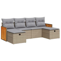 Thumbnail for 6-tlg. Garten-Sofagarnitur mit Kissen Beige Poly Rattan