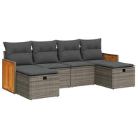 Thumbnail for 6-tlg. Garten-Sofagarnitur mit Kissen Grau Poly Rattan