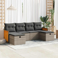 Thumbnail for 6-tlg. Garten-Sofagarnitur mit Kissen Grau Poly Rattan