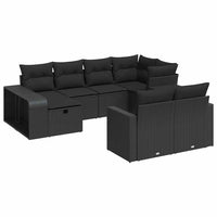 Thumbnail for 10-tlg. Garten-Sofagarnitur mit Kissen Schwarz Poly Rattan