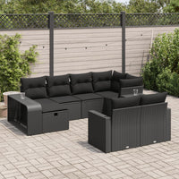 Thumbnail for 10-tlg. Garten-Sofagarnitur mit Kissen Schwarz Poly Rattan