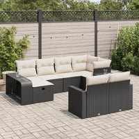 Thumbnail for 10-tlg. Garten-Sofagarnitur mit Kissen Schwarz Poly Rattan