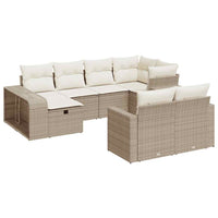 Thumbnail for 10-tlg. Garten-Sofagarnitur mit Kissen Beige Poly Rattan