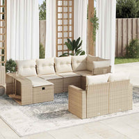 Thumbnail for 10-tlg. Garten-Sofagarnitur mit Kissen Beige Poly Rattan
