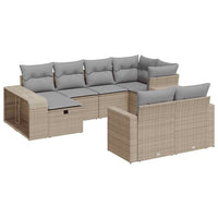 Thumbnail for 10-tlg. Garten-Sofagarnitur mit Kissen Beige Poly Rattan