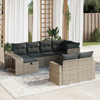 Thumbnail for 10-tlg. Garten-Sofagarnitur mit Kissen Grau Poly Rattan