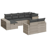 Thumbnail for 10-tlg. Garten-Sofagarnitur mit Kissen Hellgrau Poly Rattan