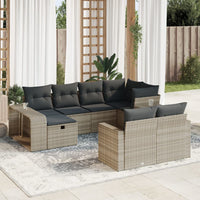 Thumbnail for 10-tlg. Garten-Sofagarnitur mit Kissen Hellgrau Poly Rattan