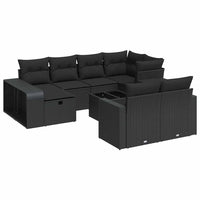 Thumbnail for 11-tlg. Garten-Sofagarnitur mit Kissen Schwarz Poly Rattan