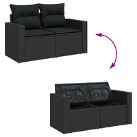 Thumbnail for 11-tlg. Garten-Sofagarnitur mit Kissen Schwarz Poly Rattan