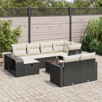 Thumbnail for 11-tlg. Garten-Sofagarnitur mit Kissen Schwarz Poly Rattan