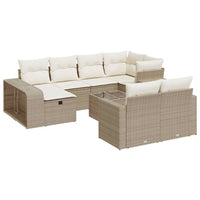 Thumbnail for 11-tlg. Garten-Sofagarnitur mit Kissen Beige Poly Rattan