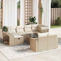 Thumbnail for 11-tlg. Garten-Sofagarnitur mit Kissen Beige Poly Rattan
