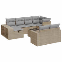 Thumbnail for 11-tlg. Garten-Sofagarnitur mit Kissen Beige Poly Rattan