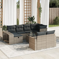 Thumbnail for 11-tlg. Garten-Sofagarnitur mit Kissen Grau Poly Rattan