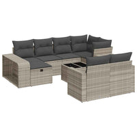 Thumbnail for 11-tlg. Garten-Sofagarnitur mit Kissen Hellgrau Poly Rattan
