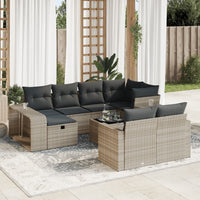 Thumbnail for 11-tlg. Garten-Sofagarnitur mit Kissen Hellgrau Poly Rattan