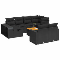 Thumbnail for 11-tlg. Garten-Sofagarnitur mit Kissen Schwarz Poly Rattan