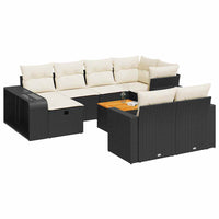 Thumbnail for 11-tlg. Garten-Sofagarnitur mit Kissen Schwarz Poly Rattan