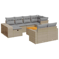 Thumbnail for 11-tlg. Garten-Sofagarnitur mit Kissen Beige Poly Rattan