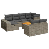 Thumbnail for 11-tlg. Garten-Sofagarnitur mit Kissen Grau Poly Rattan