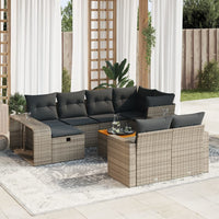 Thumbnail for 11-tlg. Garten-Sofagarnitur mit Kissen Grau Poly Rattan
