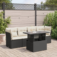 Thumbnail for 5-tlg. Garten-Sofagarnitur mit Kissen Schwarz Poly Rattan