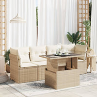 Thumbnail for 5-tlg. Garten-Sofagarnitur mit Kissen Beige Poly Rattan