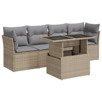 Thumbnail for 5-tlg. Garten-Sofagarnitur mit Kissen Beige Poly Rattan