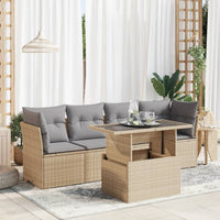 Thumbnail for 5-tlg. Garten-Sofagarnitur mit Kissen Beige Poly Rattan
