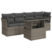 Thumbnail for 5-tlg. Garten-Sofagarnitur mit Kissen Grau Poly Rattan