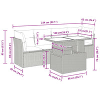 Thumbnail for 5-tlg. Garten-Sofagarnitur mit Kissen Grau Poly Rattan